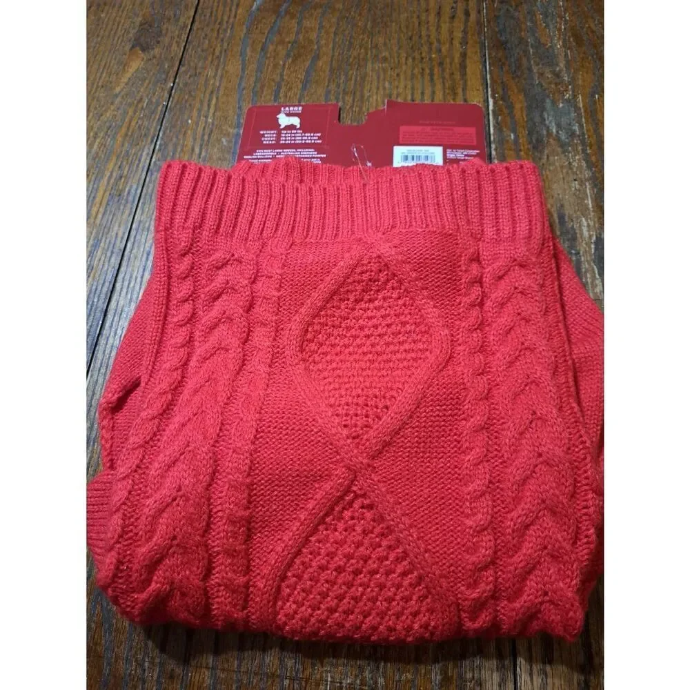 New Large Dog Up To 80lbs PJs and Cable Knit Sweater Red Blue White NWT